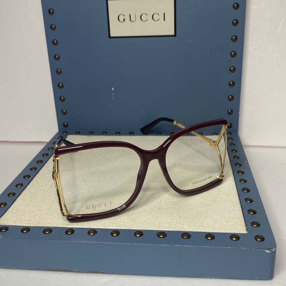 New- 🔥New GUCCI BUTTERFLY FASHION FRAMES GG0592S 003 RED/GOLD 60MM - Picture 7 of 16